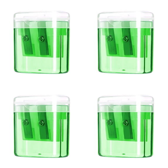 AUHomi 4 PCS Handheld Pencil Sharpeners with Lid, Multicolor Dual Hole Manual Compact Sharpener for Crayons Graphite Pastel Colouring Lip Liners Eye Brow Pencils, Green