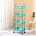 thumbnail image 1 of AUHomi 4-Tier Utility Rolling Cart Storage Organizer Sofa Side Table with Wheels, Under Desk Mobile Trolley Organizer with Handle for Office Home Kitchen Organization, Green, 1 of 6