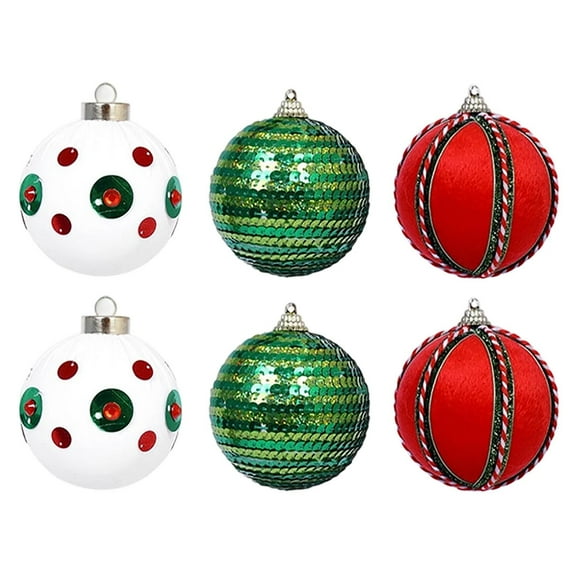 AUHomi 6 Pcs Velvet Foam Christmas Ball Ornaments, Elegant Decorations For Christmas Tree, 3-inch Holiday Tree Decorations for Festive Parties Weddings Events (Red & Green & White)