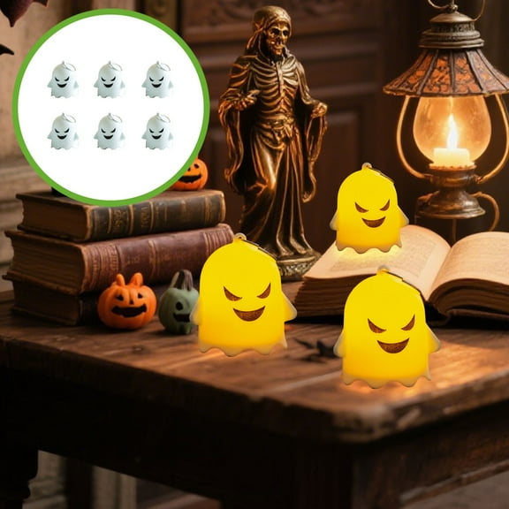 AUHomi 6PC Halloween Ghost Night Light, LED Ghost Nightlight for Indoor Halloween Decorations, Ghost Lamp for Halloween Party & Gifts, Cute Friendly Ghost Lantern (C)