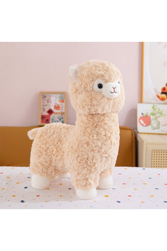 Alpaca Plush Toy, Llama Stuffed Animal Doll, Plushie Hug Pillow, Soft Fluffy Cushion, Super Cute Gift for Birthday Girls and Lovers Washable (Beige, 13.7")