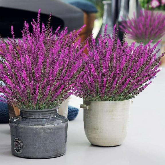 AUHomi Artificial Purple Lavender, 10 Bushes Fake Artificial Flower, for Wedding Bouquet, DIY, Table Centerpieces, Floral Arrangement Decoration, Farmhouses Outdoor Terraces Decoration