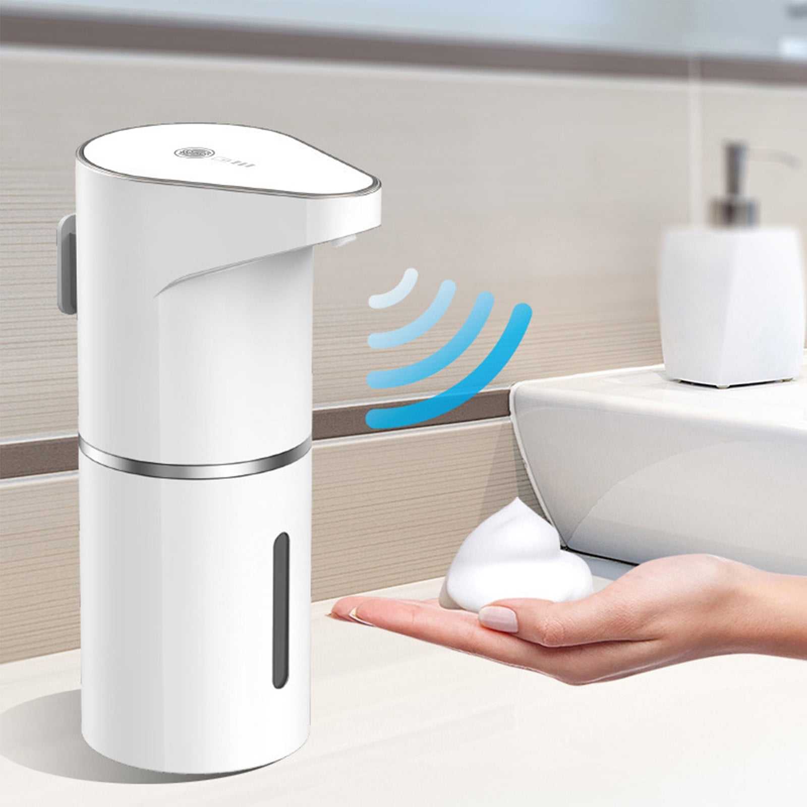 AUHomi Automatic Foaming Soap Dispenser, Touchless Foaming Soap Dispenser, USB Rechargeable Hand Free Pump Soap Dispenser, Electric Dispenser for Bathroom Countertop, Kitchen 350mL