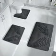 thumbnail image 1 of AUHomi Bathroom Rugs Sets 3 Pieces, Leaf Pattern Memory Foam Bath Mat Set, Toilet Mats, Non-Slip Absorbentb Rugs, Machine Washable, Dry Toilet Mat Sets for Bathroom Floor (Dark Gray), 1 of 8