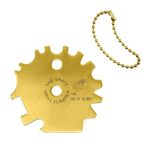 AUHomi Bristle-Free Stainless Steel BBQ Grill Scraper – Safe Universal Grill Cleaner for Outdoor Grills, Smoker Accessories, Kitchen Gadgets, and Grilling Tools Cooking Stocking Stuffers for Men(Glod)