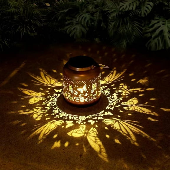 AUHomi Butterfly Solar Lanterns, Outdoor Hanging Waterproof Butterfly Garden Decor, Hanging Solar Lantern, Metal Solar Lights Decoration Outside for Yard, Patio, Backyard, Porch, Pathway Landscape