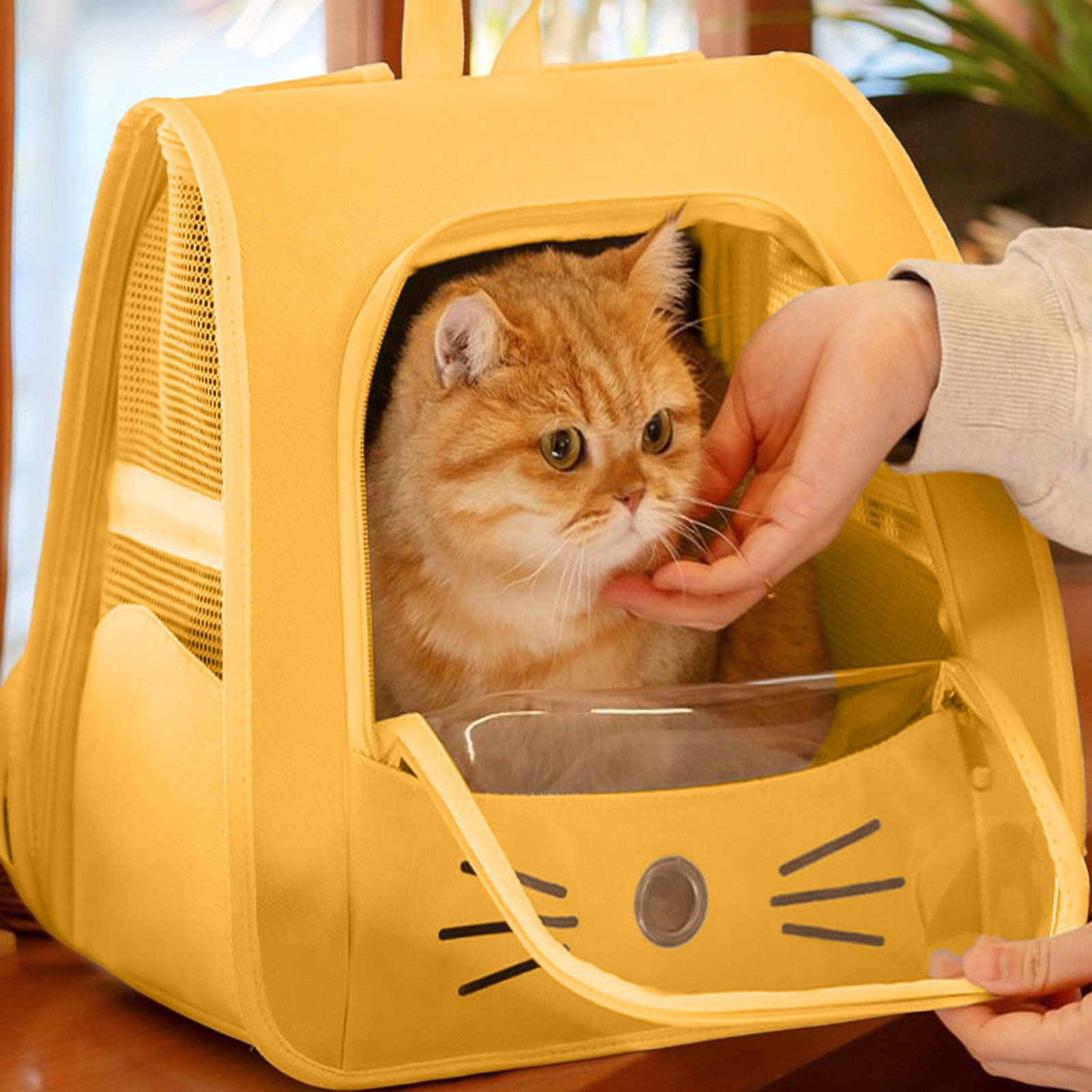 AUHomi Cat Backpack Carrier, Dog Carrier Backpack for Hiking, Travelling, Camping, Portable Pet Backpack, Ideal for Small Animals & Puppies (13.7" * 9.8" * 13.7", Yellow)