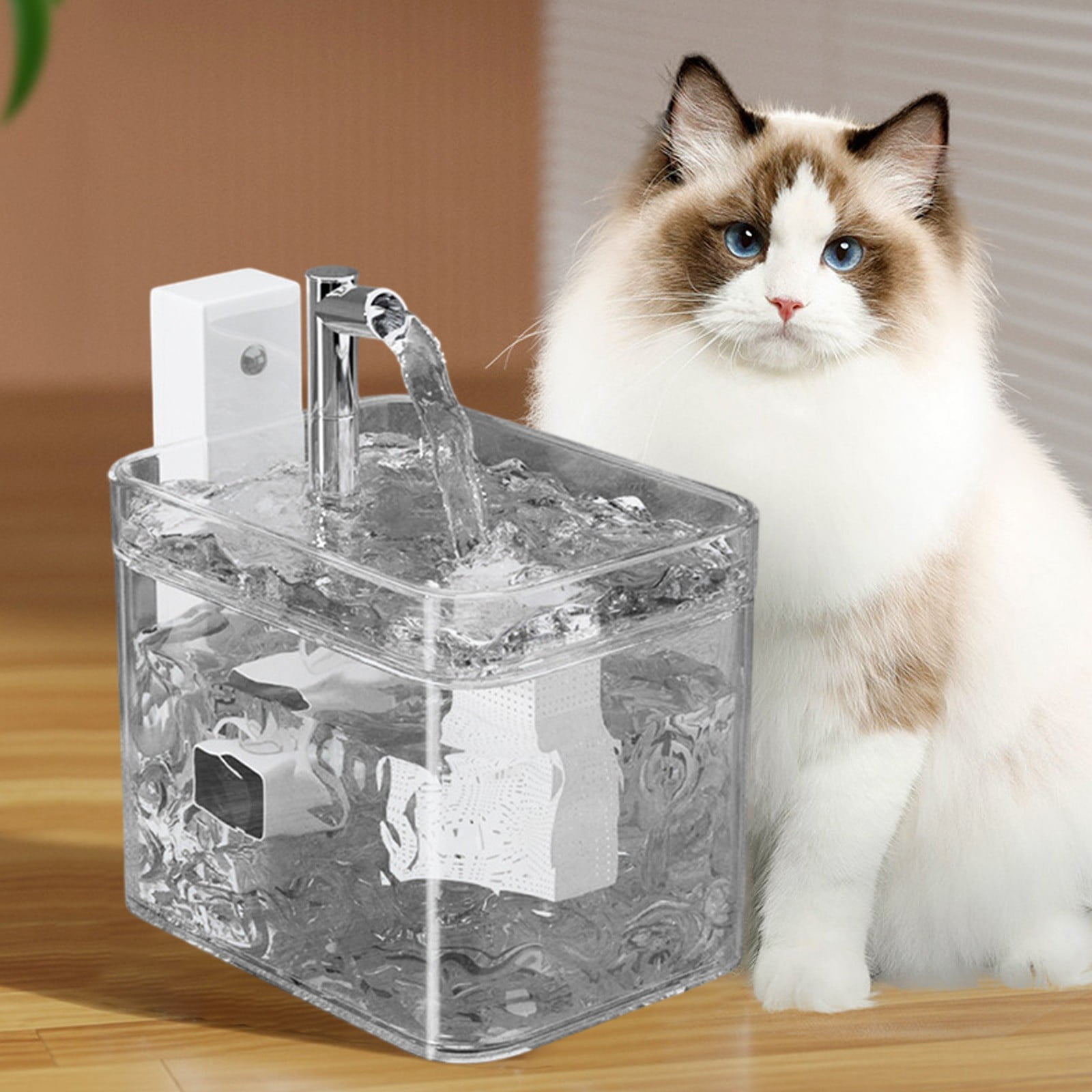 AUHomi Cats Water Dispenser, Rechargeable Cat Fountain Silent Large Capacity Circulating Drinking, Pet Automatic Water Feeder, Pet Water Dispenser for Cats and Small Dogs (Clear)