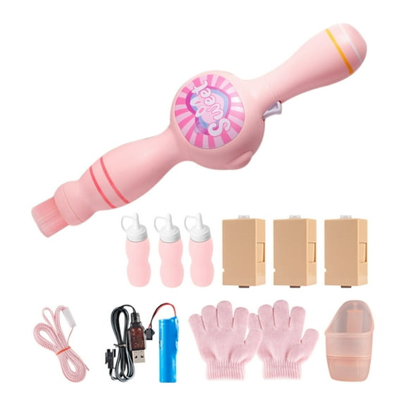 AUHomi Colorful Smoke Bubble Machine, 2 in 1 Fog Bubbles Machines & Elastic Magic Wand Set, Bubble Machine Elastic Bubbles Magic Interactive Fog Bubbles Machines for Party, Festival, Birthday, Pink