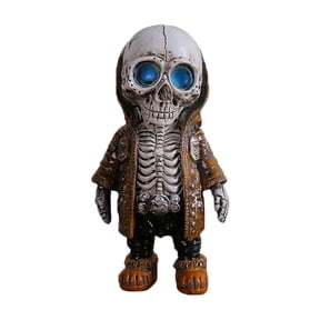 AUHomi Cool Skeleton Man Figurines, Street Dance Style Skull Resin Statues, Indoor Tabletop Halloween Decorations for Home Decor, Fashion Ornaments Ghost Festival Scene Decoration Props (B)