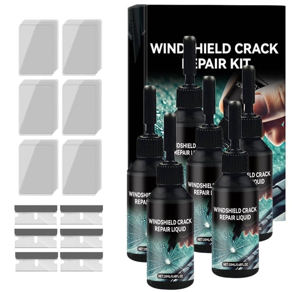 AUHomi Cracked Windshield Repair Kit for Chips and Cracks, Car Windshield Crack Repair Kit, Glass Repair Liquid for Cracks, Quick Glass Repair Liquid, Windshield Chip Repair Kit, 6PCS