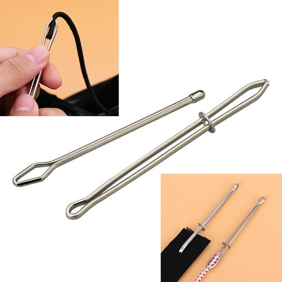 AUHomi DIY Rope Threaders, Metal Drawstring Threader Tool Set with Latch, Easy Rope Threader Clips Sewing Tools, Draw String Clip Replacement for Hoodies, Shorts, Pants (2Pcs)