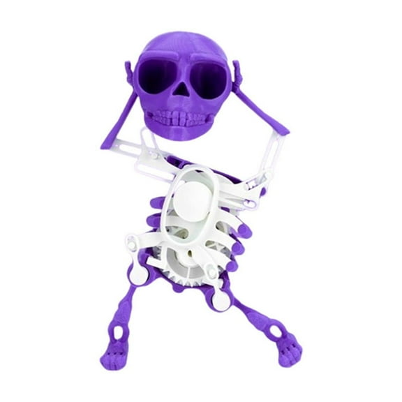 AUHomi Dancing Skeleton Toy, 3D Fun Swinging Wind Up Skeleton Desktop Spring Clockwork Toy for Desk Decoration and Stress Relief (1PC, Purple and White)
