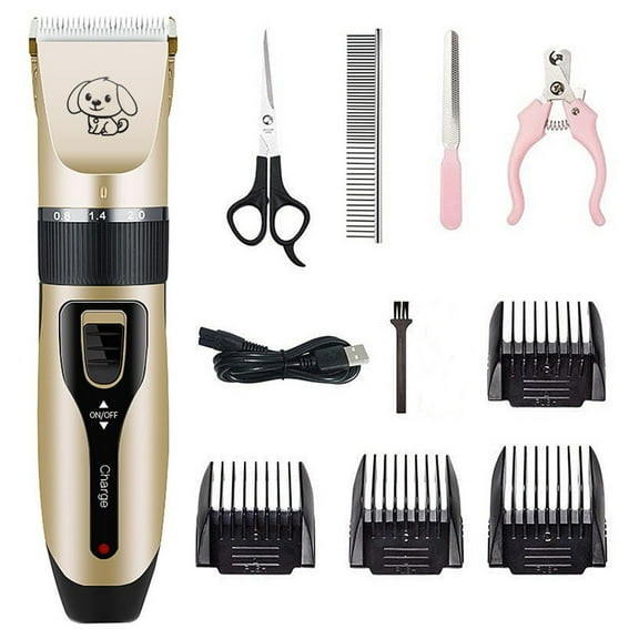 AUHomi Dog Grooming Kit Clippers, Low Noise, Rechargeable, Cordless, Pet Electric Shaver Cat and Dog, Electric Hair Clipper, Pet Professional Beauty Trim Set (Electric Clipper Set)