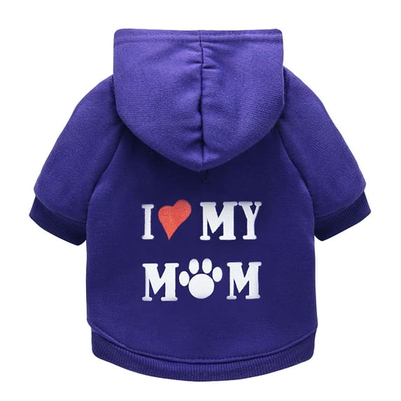 AUHomi Dog Sweater, Dog Hoodie, Cold Weather Dog Coat, Hooded Sweatshirt for Puppies, Cats, Small Medium Dogs (Purple(I Love My Mom), XS)