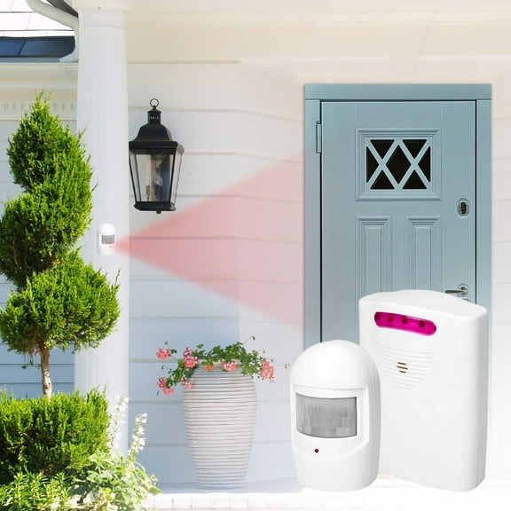 AUHomi Driveway Alarm, Multifunctional Wire Less Driveway Alarm IR Motion Sensor Alarm Doorbell, Home Security Alert System 1 Receiver 2 Transmitters for Home Outdoor Use, Protect Property