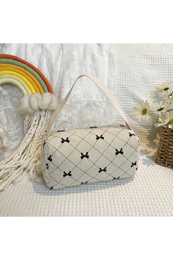 Fashion Casual Tote Bag for Women, Large Black Bow Handbag with Pockets and Zipper Bow Purse, For Work Travel, Beige