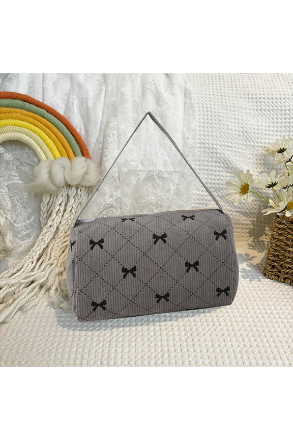 Fashion Casual Tote Bag for Women, Large Black Bow Handbag with Pockets and Zipper Bow Purse, For Work Travel, Gray