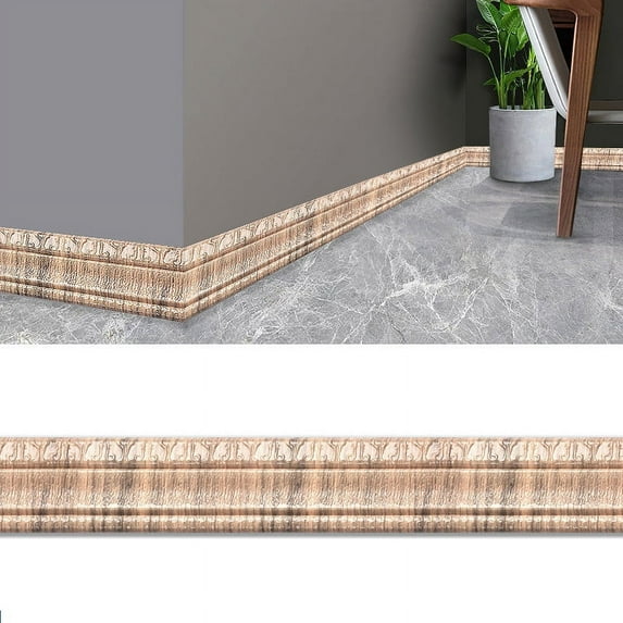 AUHomi Flexible Baseboard Molding Trim, Peel and Stick Self-Adhesive Design Wall Trim, Caulk and Trim Strips for Wall, Baseboard, Ceiling (3.14"x90.5", 1PC)