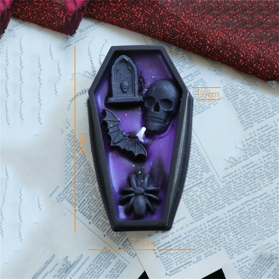 AUHomi Halloween Coffin Decoration Candles, Coffin Box Candles with Skeleton & Lid, Halloween Candles, Halloween Decoration, Birthday Party, Wedding Venue Ornament, Festival Party Decoration (A)