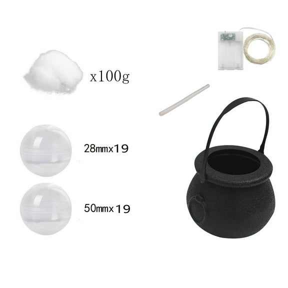 AUHomi Halloween DIY Bubbling Cauldron Set, Witch Jar Pot Set, Halloween Indoor Decorations, Black Plastic Bowl Party Decoration, Spooky Vintage Decor for Home Kitchen Party (No Tripod, Green)