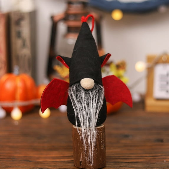 AUHomi Halloween Gnomes Plush Decor, Halloween Table Decorations, Halloween Gnomes Decorations for Table Ornament, Party Favor, Cute Mini Gnome Tiered Tray Decor (Red & Black)
