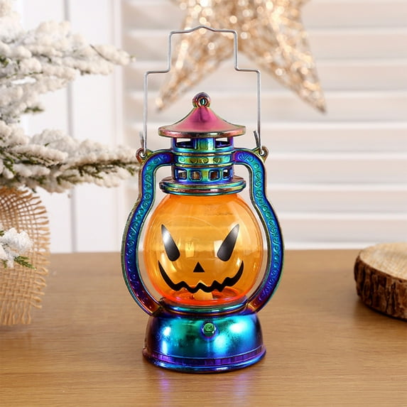 AUHomi Halloween Mini Pumpkin Lantern with LED Candle, 1PC Vintage Mini Pumpkin Lights with Button Battery Decor Gifts Indoor Porch Garden Lantern, Halloween Party Hanging Lanterns (C)
