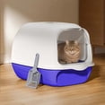 thumbnail image 1 of AUHomi Hooded Cat Litter Box with Lid, Large Cat Toilet Pet Litter Tray, Durable Detachable Kitten Potty Pet Litter Box with Lid, Blue, 1 of 7