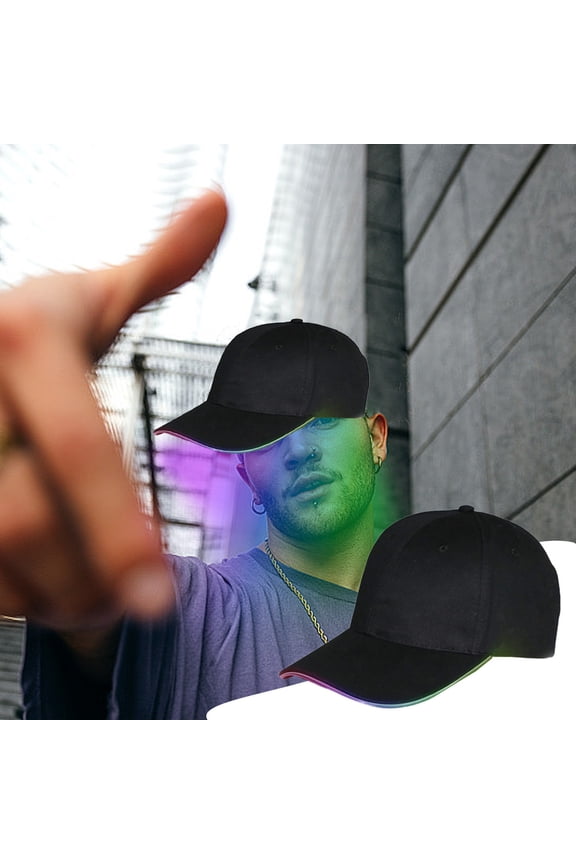 LED Hat, Light Up Baseball Cap, Flash Glow Party Hat, Rave Accessories for Festival Club Stage Hip-hop Performance (Black-RGB Light)