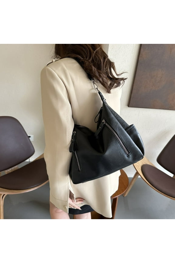Large Capacity Handbag for Women, Commut Leisure Crossbody Shoulder Multipurpose Bag, Soft Leather Design Tote, Purses Handbag Satchel Top, Handle Handbags with Pocket Zipper, Black