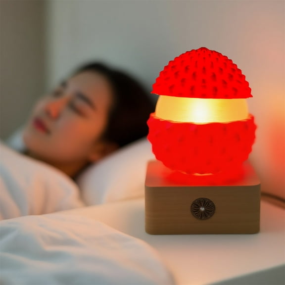 AUHomi Lychee Shaped Bedside Ambience Lamp, Creative Fruit Night Light, Touch Controlled Small Table Lamp For Bedroom (1PC, USB Powerd)