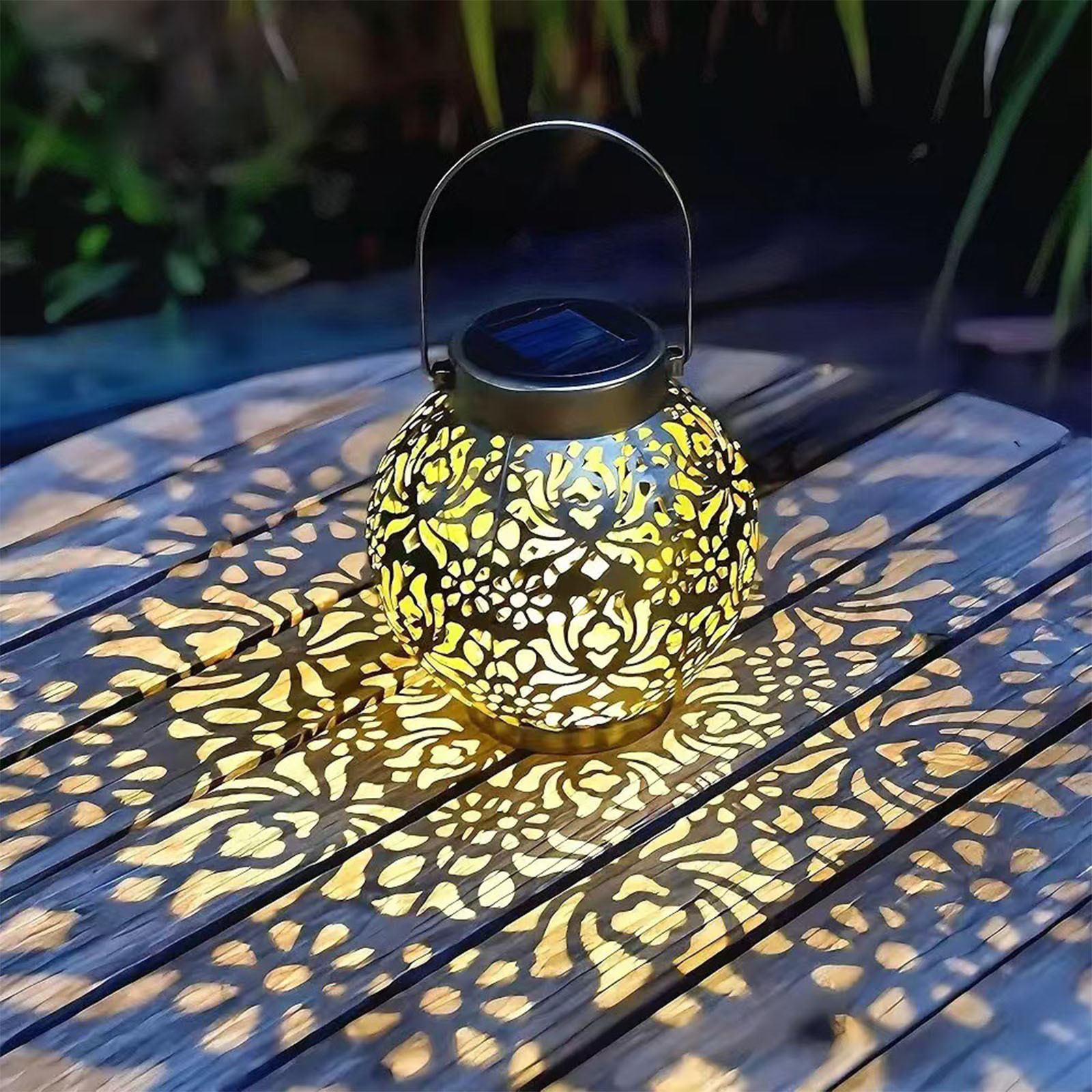 AUHomi Outdoor Solar Hanging Lantern, Hanging Decorative Lights, Christmas Light for Garden Patio Courtyard Porch Lawn and Tabletop, Unique Gifts for Women Gardening, Black