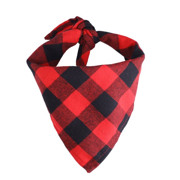 AUHomi Pet Dog Bandanas - 1PC Classic Triangle Plaid Dog Scarf Bow Tiess, Washable Buffalo Plaid Kerchief for Small to Large Dogs Cats Pets - Red and Black