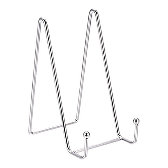 AUHomi Photo Picture Frame Holder, Black Iron Photo Display Stand, Tabletop Classic Book Magazine Display Rack for Home Countertop Desktop (Silver)
