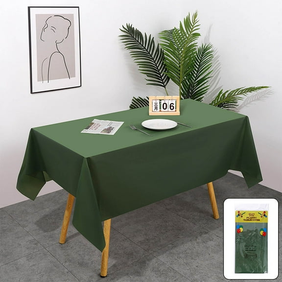 AUHomi Plastic Table Cloth Disposable 1 Pack, 54 x 72 Inch Tablecloths for Rectangle Tables, Table Cover for Fall Parties Harvest Graduations Anniversary Thanksgivings Events (Blackish Green)