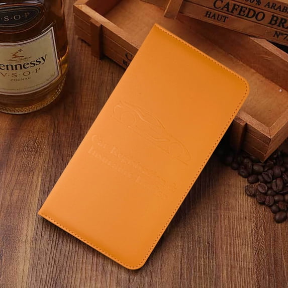 AUHomi Car Registration and Insurance Card Holder Car Wallet Orange