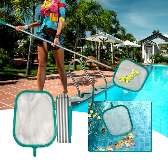 AUHomi Professional Swimming Pool Leaf Skimmer Net, Strong Frame Mesh Leaf Rake Cleaning Tool with Ultra Fine Mesh, Heavy Duty Pool Net Bag, Swimming Pool Cleaner Supplies, Not Included Poles