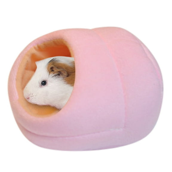 AUHomi Rat Hamster House Bed, Winter Warm Small Pet Squirrel Hedgehog Chinchilla Rabbit Guinea Pig Bed House Cage Nest, Hamster Accessories (Pink, S)