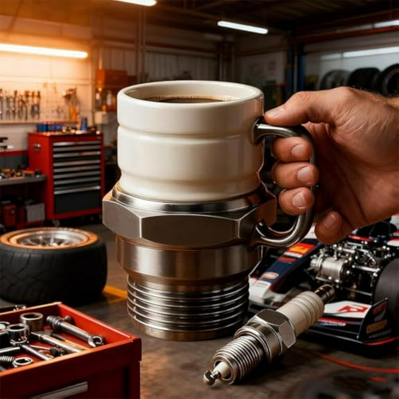 AUHomi Spark Plug Mug, Creative Coffee Cup with Realistic Spark Plug Design, Comfortable Handle, Unique Drinkware for Home Office Garage, Fun Gift for Car Enthusiasts & Mechanics (1PC)