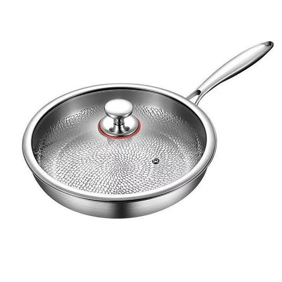 AUHomi Titanium Hammered Pan, 12.6" Non-Stick Skillet For Home Use, Designed For Induction Cooktops And Gas Stoves For Omelettes Steaks (Including Lid, S)