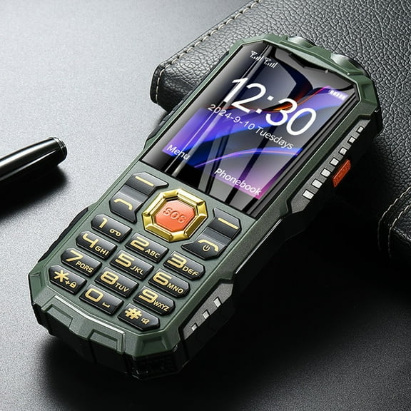 AUHomi Unlocked Cell Phone, Dual SIM Big Button Rugged Phone, Easy to Use Mobile Phone with Large Capacity Battery, Flashlight, SOS Key, Big Speaker, Calendar, Alarm Clock, Calculator, Green