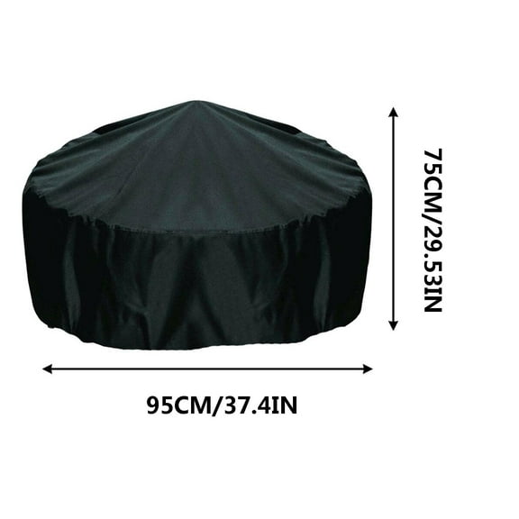 AUHomi Round Outdoors Fire Pit Cover, Heavy Duty Waterproof Outdoor Round Fire Pit Cover, Dustproof Windproof Cover for Fire Pit 37" D x 29" H, Black