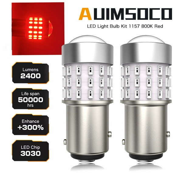 AUIMSOCO 1157 LED Bulb Red For Brake Lights, 2057 2357 7528 BAY15D LED Bulbs For Tail Light, Pack of 2
