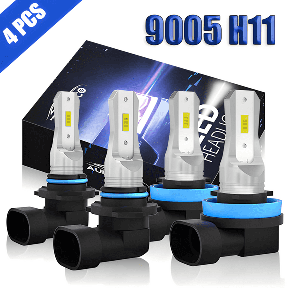 AUIMSOCO 4x LED Headlight 9005+H11 Combo High Low Beam White Kits Lights 6000k 8000LM For Honda Insight 2010 2011-2014 Plug-N-Play High Power Lamps