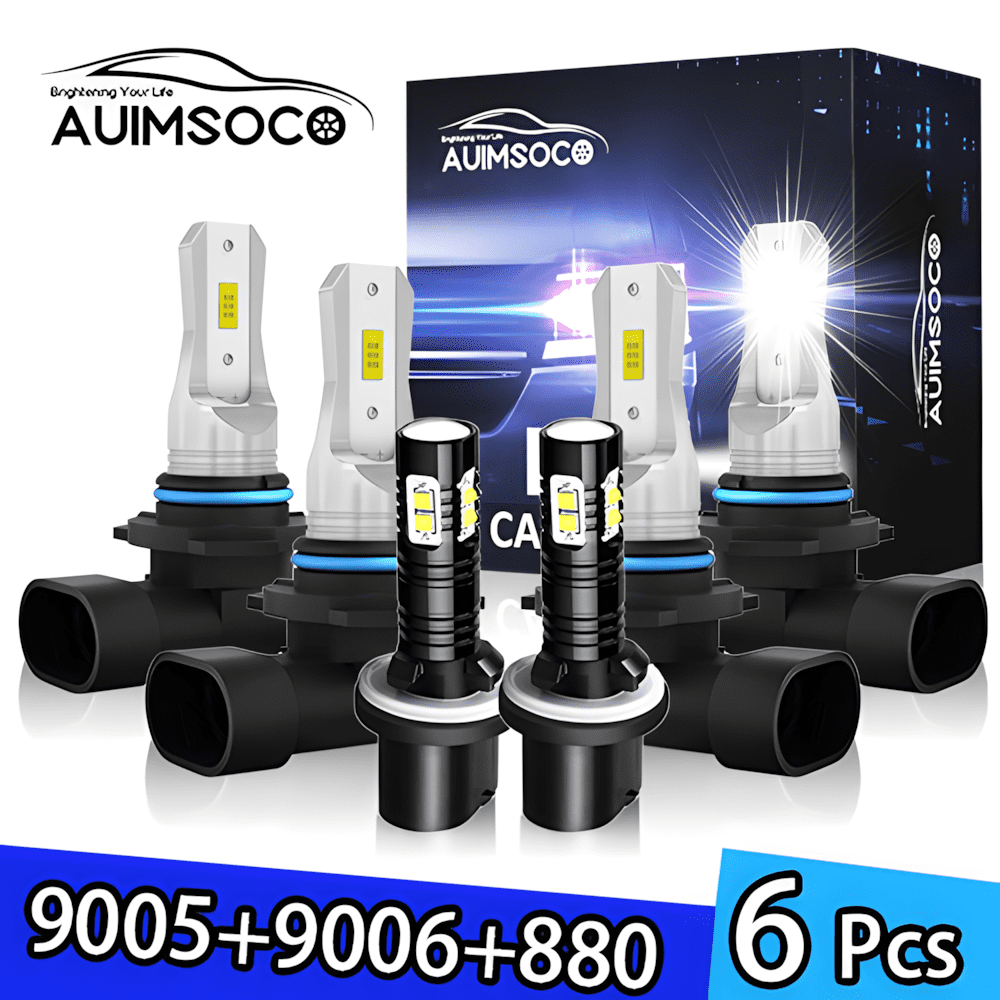 AUIMSOCO For Chevrolet Tahoe 2001-2006 6Pcs Led Headlight 9005 9006 880 Hi/Lo Bulbs Fog Lights Combo Bulbs Kits 8000LM 6000k Super Bright White 50000 Hours Lifespan No Hyper Flash