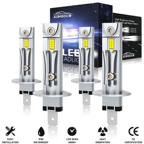 AUIMSOCO For Honda Prelude 1997-2001 LED Headlight Bulbs Combo Kit High/Low Beam 4 Pack Bulb Size H1 H1 Ultra Bright IP67 Waterproof