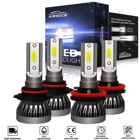 AUIMSOCO For Lexus RX350 2007-2015 LED Headlight Bulbs Combo Kit High/Low Beam 4 Pack Bulb Size 9005 H11 Canbus Ready