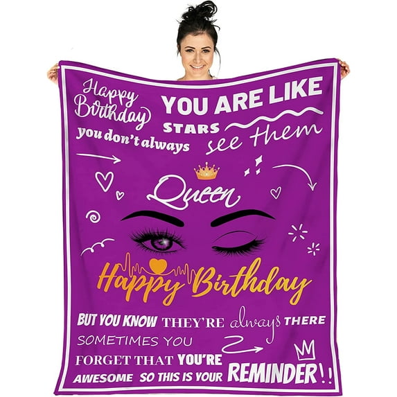 AUISS Throw Blanket Happy Birthday Gifts Blanket for Women Her Wife Friend Sister Daughter Mom Girlfriend Grandmother Female Blanket Bday Gifts Friendship Birthday Flannel Fleece Blanket