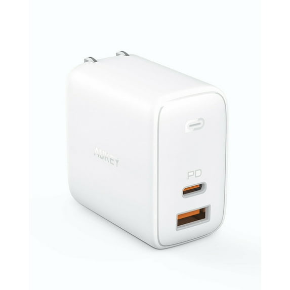 AUKEY PA-B3 GaN Dual Port A+C PD Charger (A Port 12W + Single C Port 65W) Total Power 65W (US Standard) (White)