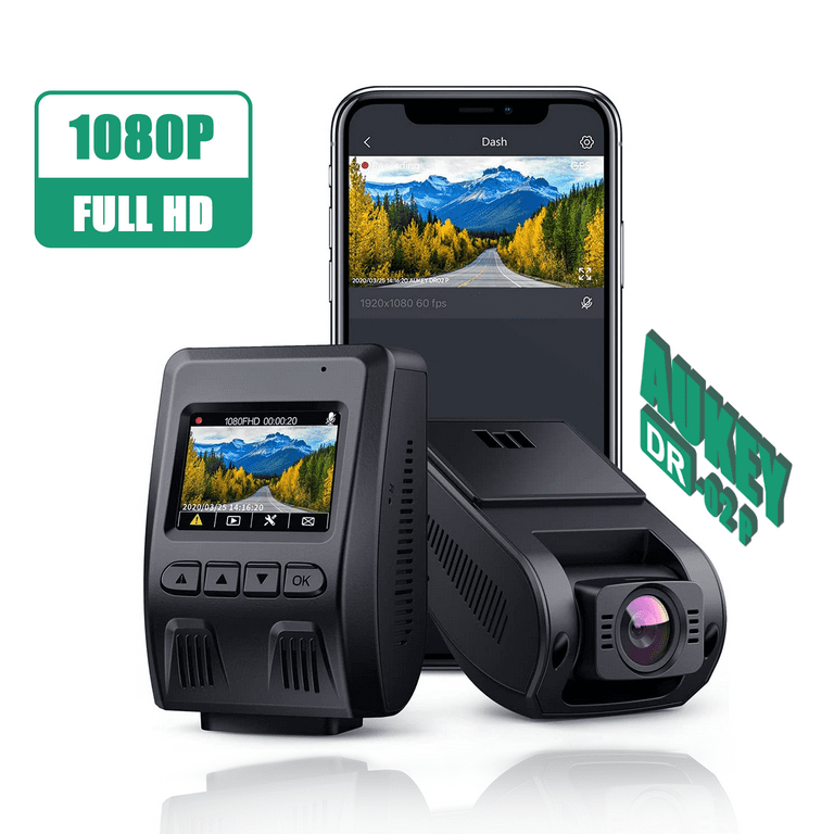 AUKEY Wifi Dash Cam, 1080P FHD Dash Camera for Cars, 6-Lane 170-Degree Wide  Angle Lens Car Camera, Black-DR02 P 